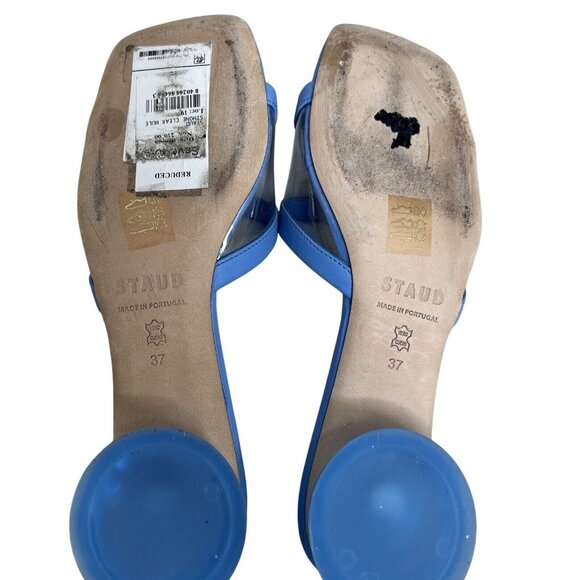 Staud Simone Clear Mule Heels Size 37 Blue & Clear Design - Picture 5 of 6